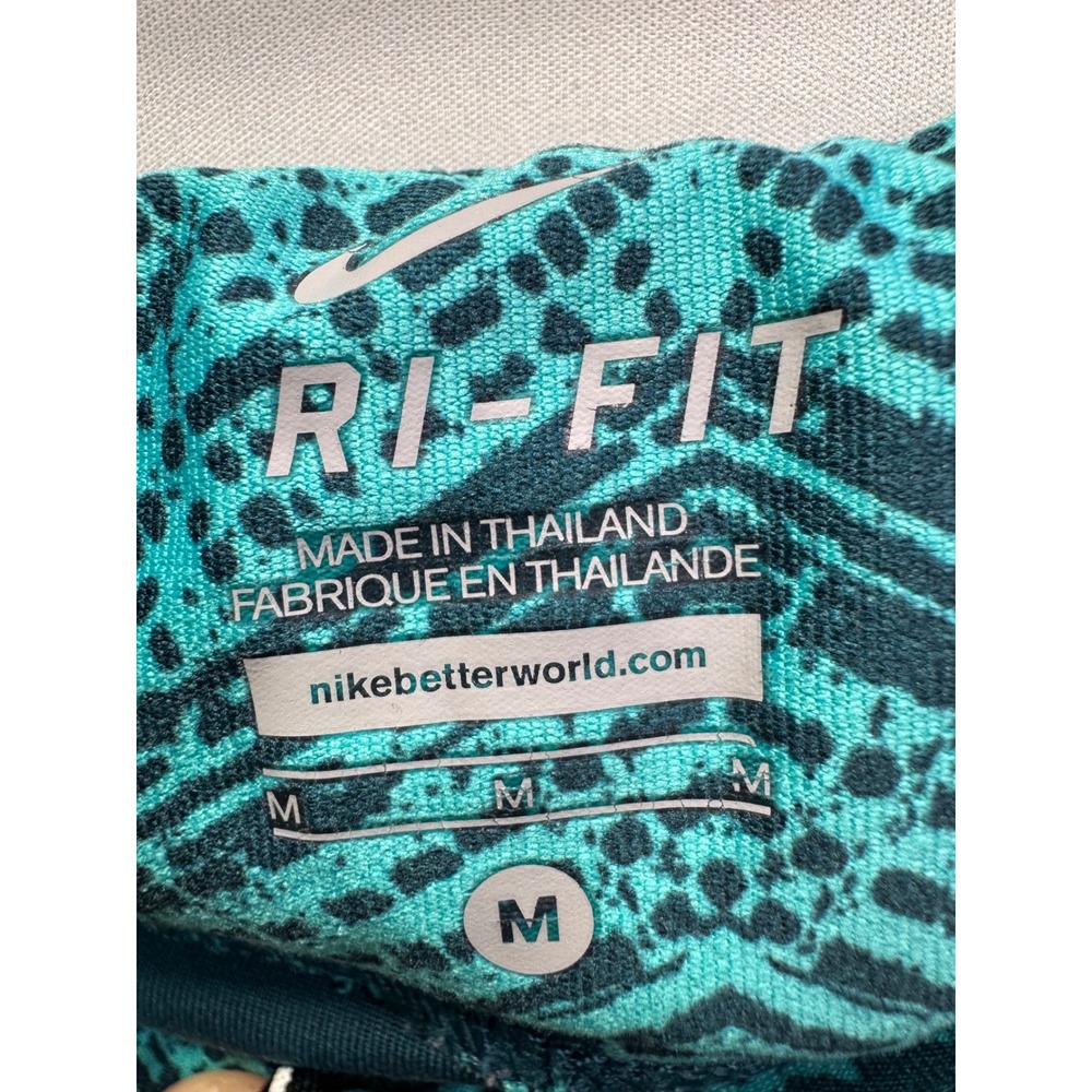 Nike Dri-FIT Running Leggings Womens Medium Teal Black Chevron Crop Tights - Picture 3 of 8